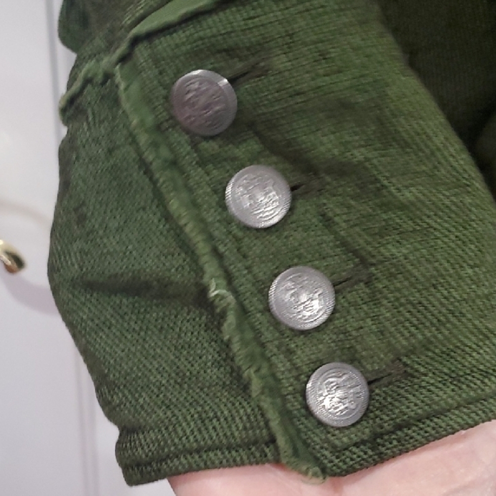 Free People Olive Green Military Style Jacket Rayon / Cotton Blend - Picture 10 of 11